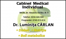 Bacau - Dr. Carlan Luminita - Cabinet de diabet, nutritie si boli metabolice Bacau 